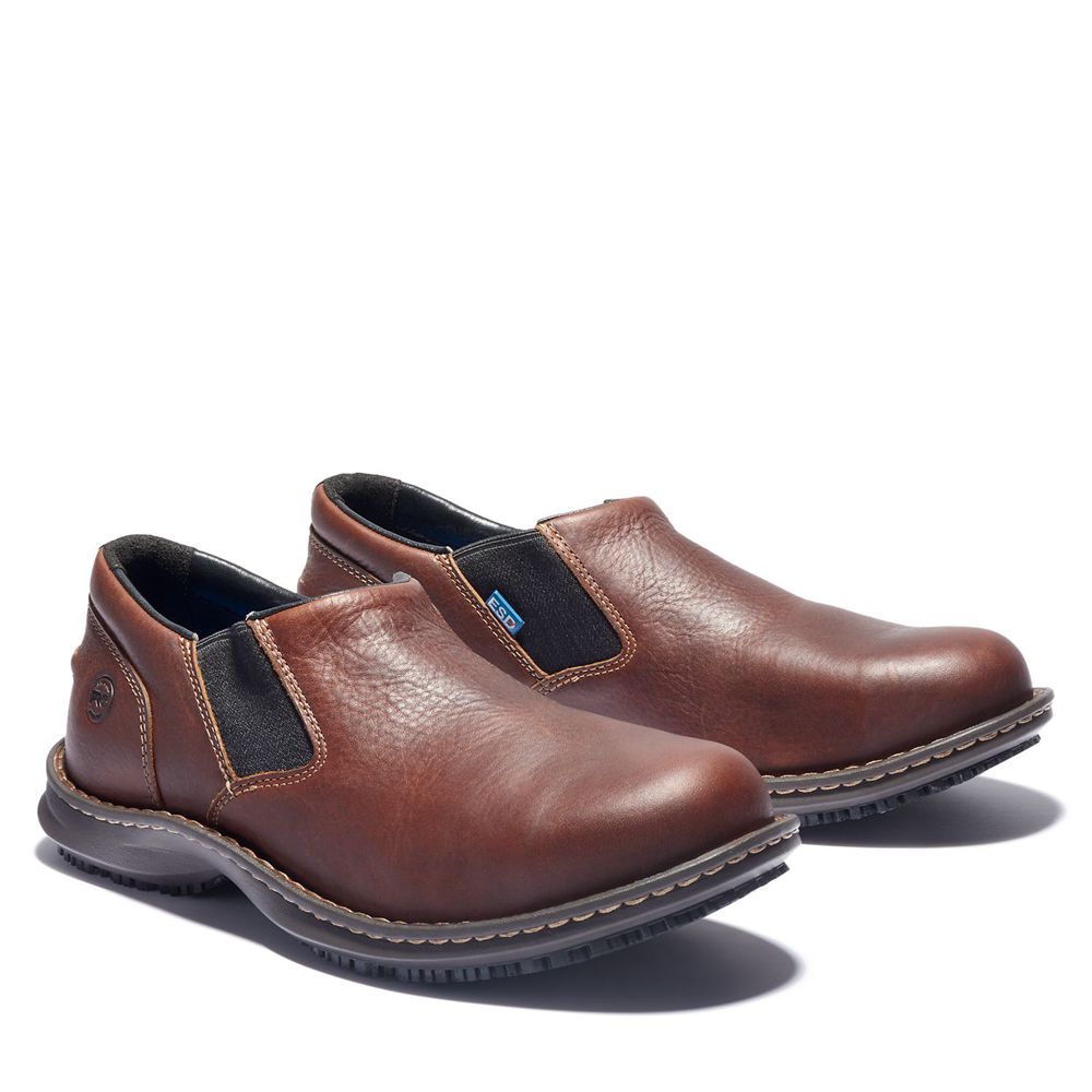 Timberland Παπούτσια Εργασίας Γυναικεια Καφε - Pro® Gladstone Esd Steel Toe Slip-On - Greece 1386402